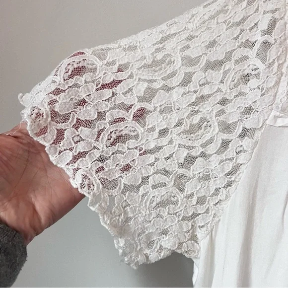 La Cera Plus Size 100% Cotton Lace Applique Gown Size 3XL Cottagecore - Picture 4 of 9